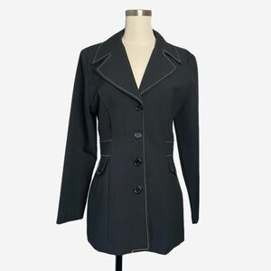 Vintage 90s Contrived Clash black contrast stitching button blazer retro XS/S